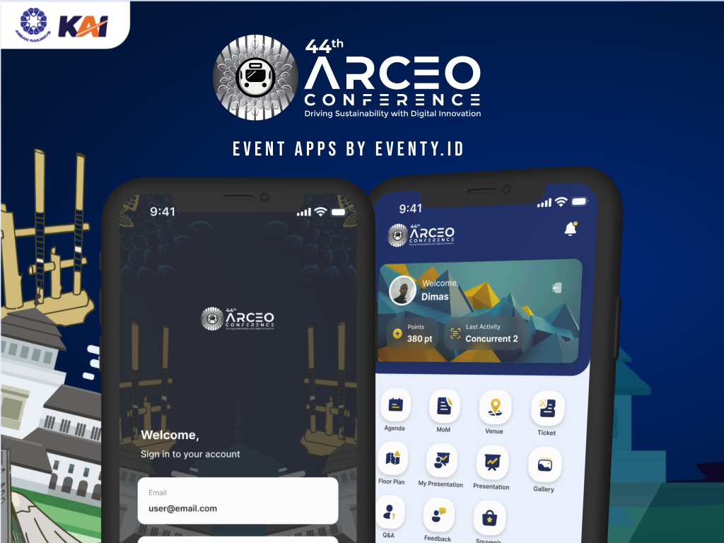 44th ARCEO Conference KAI — Event Apps by Eventy.id · login & dashboard agenda peserta